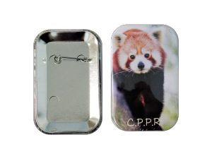 Badge rectangle panda roux