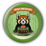 Badge rond avec le dessin des 10 ans du CPPR